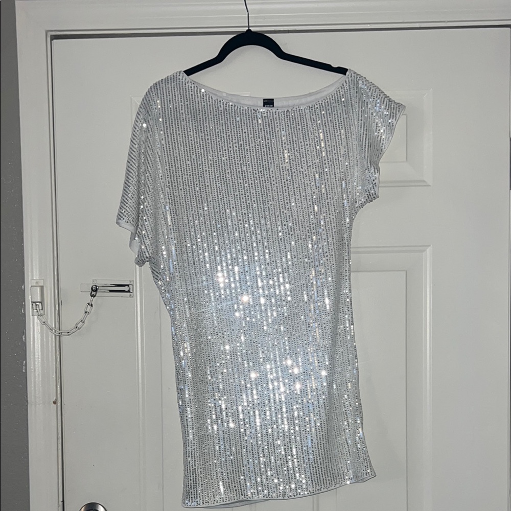 SHEIN Shimmering Silver Sequin Dress